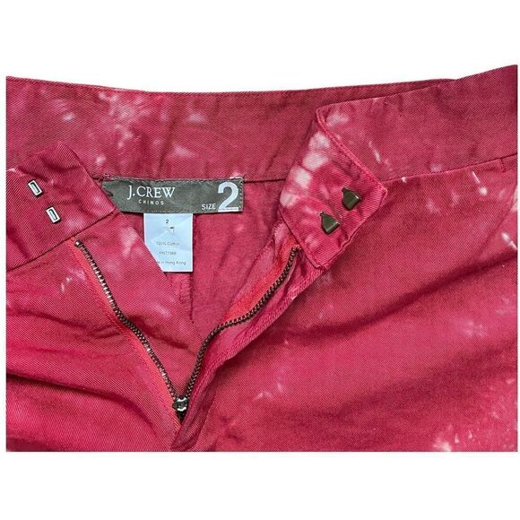 J. Crew Shorts Tie Die Chinos Khakis Red White High Rise Pockets Zip Women 2 - Picture 7 of 7